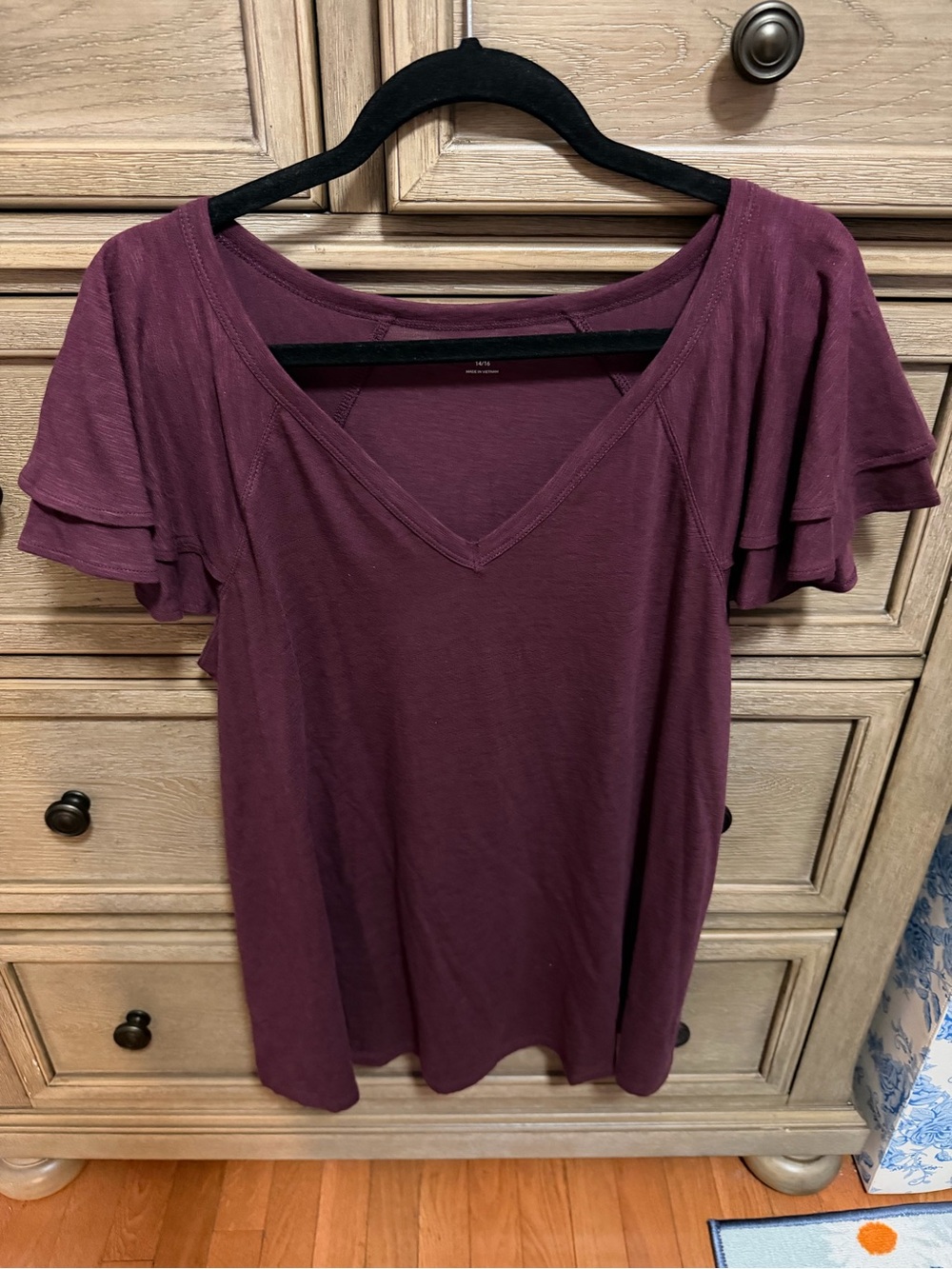 Lane Bryant Plum V-Neck Flutter Sleeve Tee